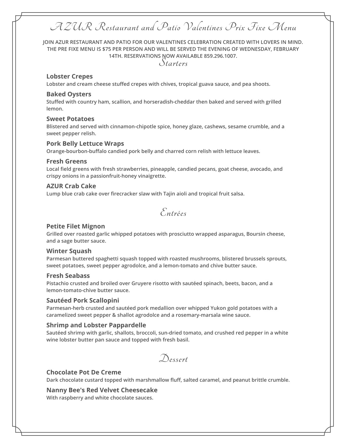 Upscale Restaurant Lexington Fine Dining Lexington Azur Restaurant